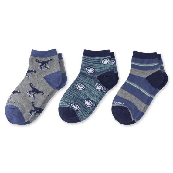 3-Pack Boys Jake & Dinosaur Quarter Socks 3-Pack Boys Jake & Dinosaur Quarter Socks