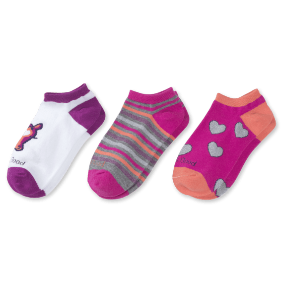 3-Pack Girls Horse & Hearts Low Cut Socks 3-Pack Girls Horse & Hearts Low Cut Socks