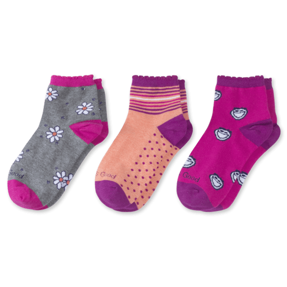 3-Pack Girls Jake & Daisy Quarter Socks 3-Pack Girls Jake & Daisy Quarter Socks