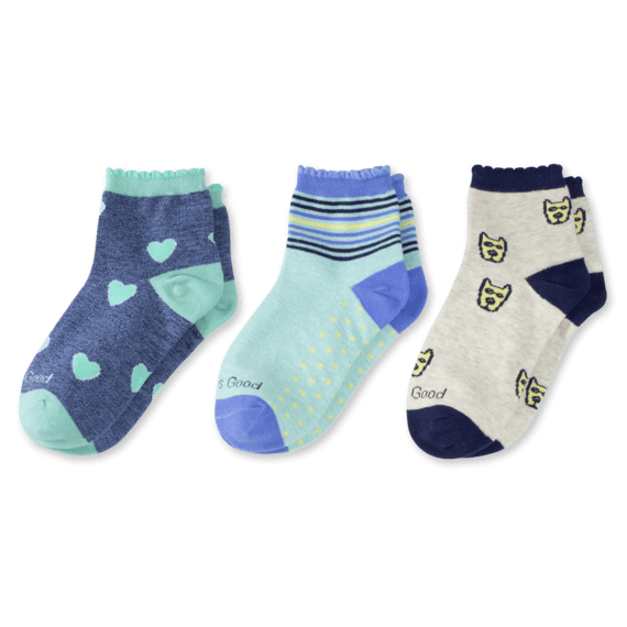 3-Pack Girls Rocket & Hearts Quarter Socks 3-Pack Girls Rocket & Hearts Quarter Socks
