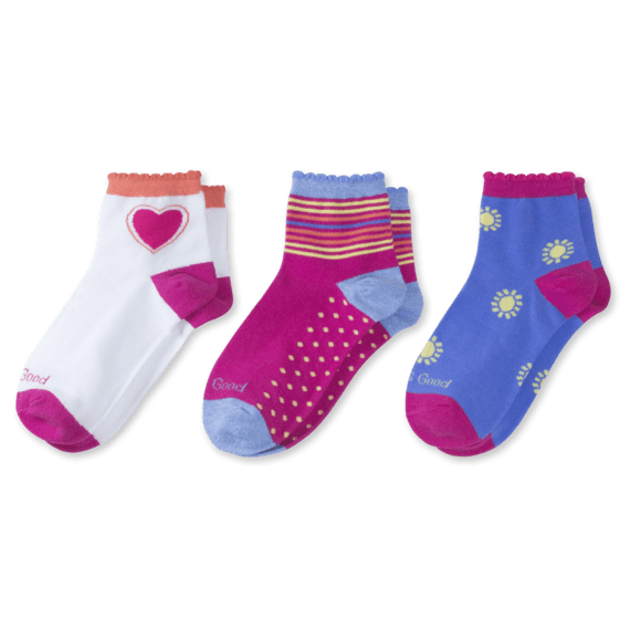 3-Pack Girls Suns & Heart Quarter Socks 3-Pack Girls Suns & Heart Quarter Socks