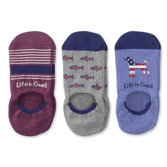 3-Pack Men's Americana Cushioned Invisible No Show Socks 3-Pack Men's Americana Cushioned Invisible No Show Socks