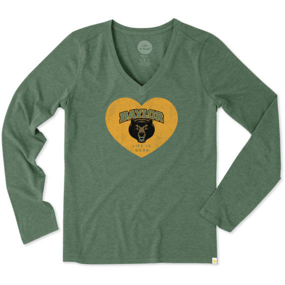 Women's Baylor Heart Long Sleeve Cool Vee Women's Baylor Heart Long Sleeve Cool Vee