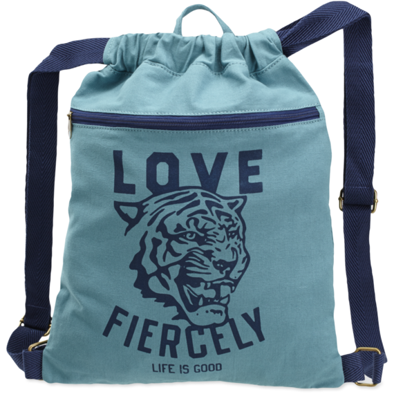 Love Fiercely Front Zip Cinch SackLife is Good
