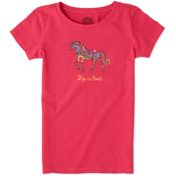 Girls Flower Swirl Horse Crusher Tee Girls Flower Swirl Horse Crusher Tee