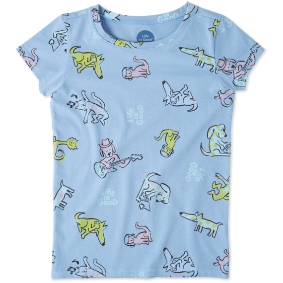 Girls Happy Dog Print Crusher Tee Girls Happy Dog Print Crusher Tee