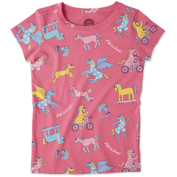Girls Happy Horse Print Crusher Tee Girls Happy Horse Print Crusher Tee