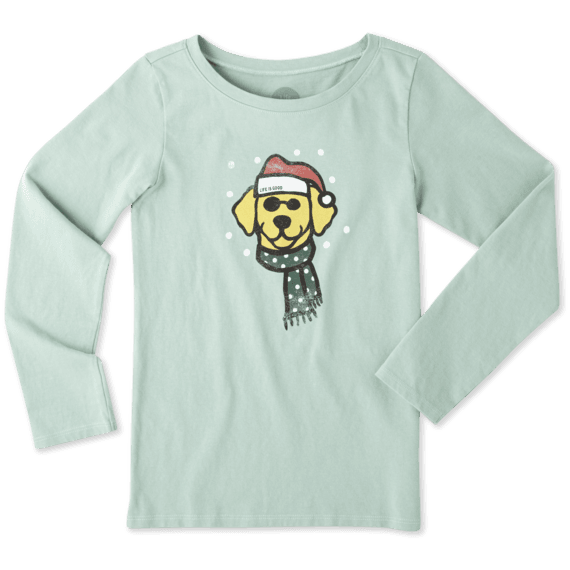 Girls Holiday Dog Long Sleeve Crusher Tee Girls Holiday Dog Long Sleeve Crusher Tee
