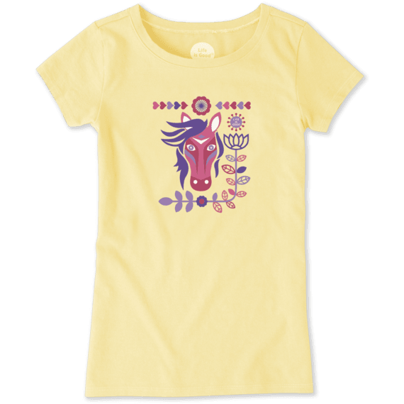 Girls Horses And Flowers Crusher Tee Girls Horses And Flowers Crusher Tee