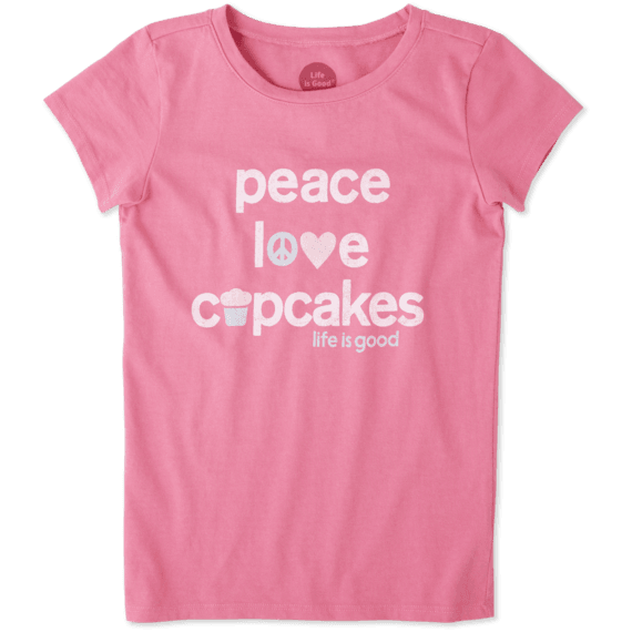 Girls Peace, Love, Cupcakes Crusher Tee Girls Peace, Love, Cupcakes Crusher Tee