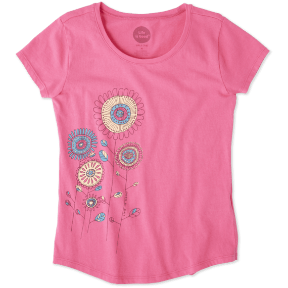 Girls Playful Flowers Smiling Smooth Tee Girls Playful Flowers Smiling Smooth Tee