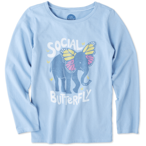 Girls Social Butterfly Long Sleeve Crusher Tee Girls Social Butterfly Long Sleeve Crusher Tee