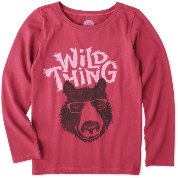Girls Wild Thing Bear Long Sleeve Crusher Tee Girls Wild Thing Bear Long Sleeve Crusher Tee