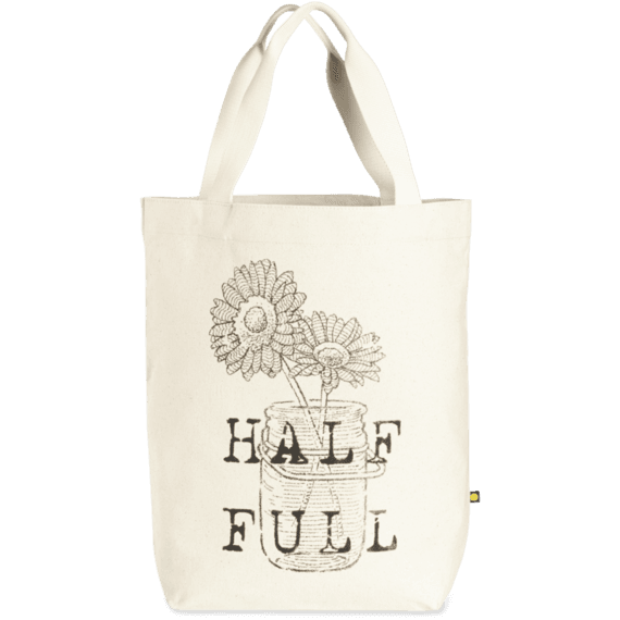 Half Full Daisy Jar Canvas Tote Half Full Daisy Jar Canvas Tote