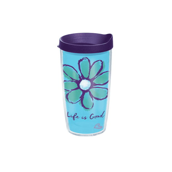 Life is Good Daisy Tervis Tumbler with Purple Lid, 16 oz. Life is Good Daisy Tervis Tumbler with Purple Lid, 16 oz.