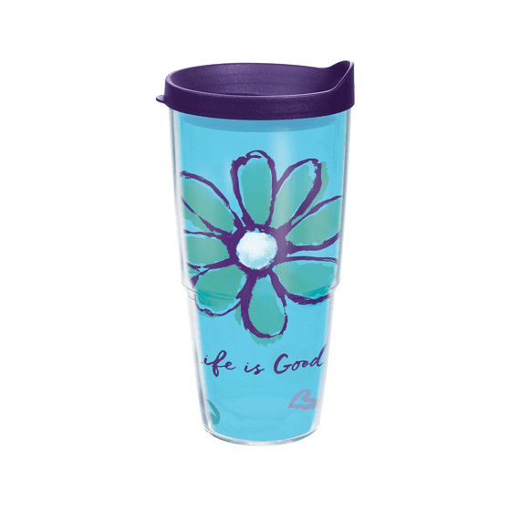 Life is Good Daisy Tervis Tumbler with Purple Lid, 24 oz. Life is Good Daisy Tervis Tumbler with Purple Lid, 24 oz.