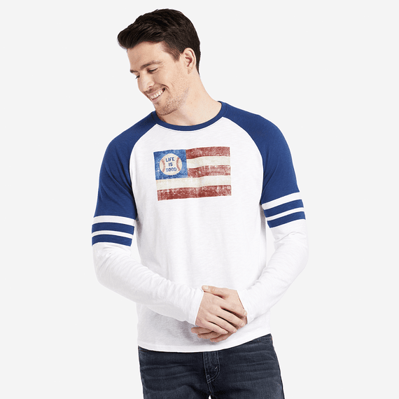 Men's Baseball Flag Vintage Sport Long Sleeve Men's Baseball Flag Vintage Sport Long Sleeve