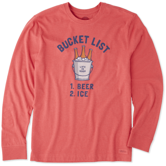 Men's Bucket List Beer Long Sleeve Crusher Tee Men's Bucket List Beer Long Sleeve Crusher Tee