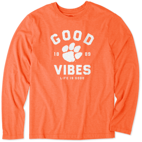 Men's Clemson Tigers Good Vibes Arc Long Sleeve Cool Tee Men's Clemson Tigers Good Vibes Arc Long Sleeve Cool Tee