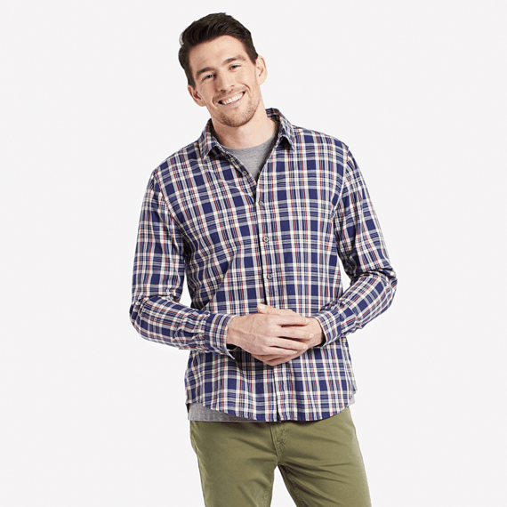 Men's Darkest Blue Plaid Down Plaid Shirt Men's Darkest Blue Plaid Down Plaid Shirt