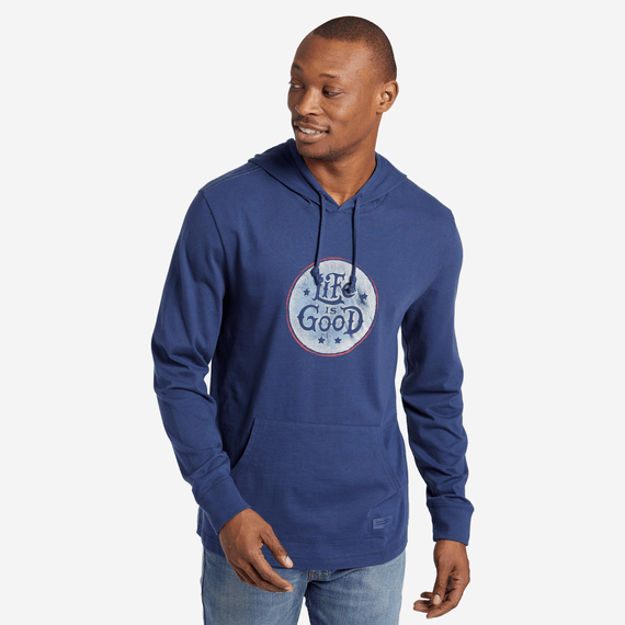 Men's Distressed Coin Hooded Long Sleeve Crusher Tee Men's Distressed Coin Hooded Long Sleeve Crusher Tee