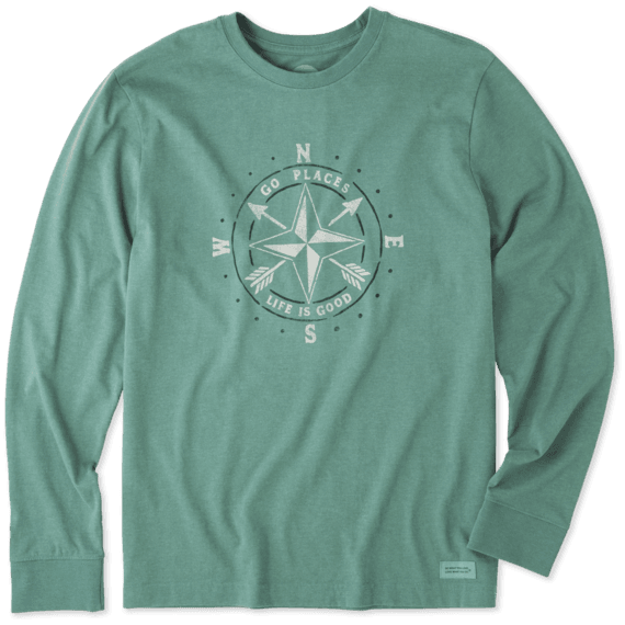 Men's Go Places Compass Long Sleeve Crusher Tee Men's Go Places Compass Long Sleeve Crusher Tee