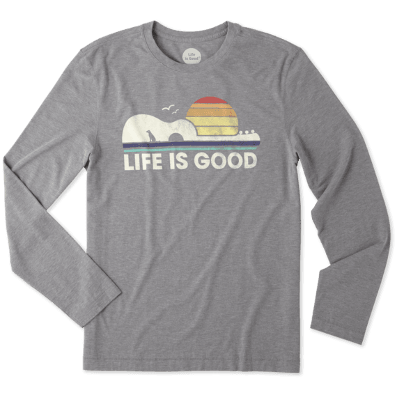 Men's Guitar Dog Life Is Good Long Sleeve Cool Tee Men's Guitar Dog Life Is Good Long Sleeve Cool Tee