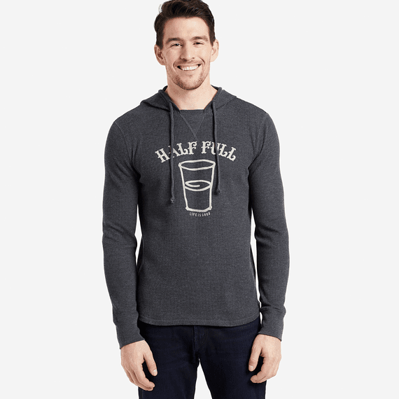 Men's Half Full Arc Hooded Waffle Pullover Men's Half Full Arc Hooded Waffle Pullover