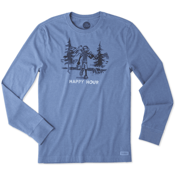 Men's Happy Hour Fish Long Sleeve Crusher Tee Men's Happy Hour Fish Long Sleeve Crusher Tee