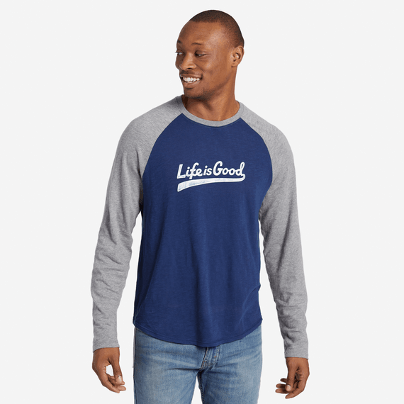 Men's LIG Ballyard Script Vintage Long Sleeve Baseball Tee Men's LIG Ballyard Script Vintage Long Sleeve Baseball Tee