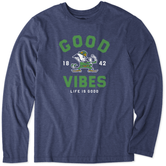 Men's Notre Dame Good Vibes Arc Long Sleeve Cool Tee Men's Notre Dame Good Vibes Arc Long Sleeve Cool Tee