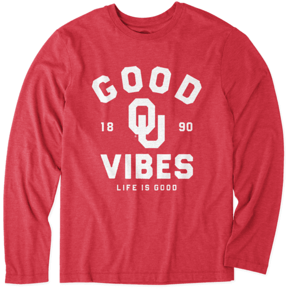 Men's Oklahoma Sooners Good Vibes Arc Long Sleeve Cool Tee Men's Oklahoma Sooners Good Vibes Arc Long Sleeve Cool Tee