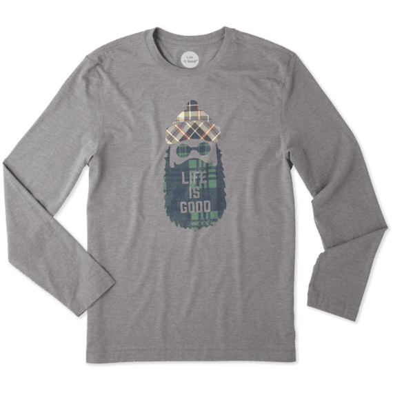 Men's Pattern Beard Life Is Good Long Sleeve Cool Tee Men's Pattern Beard Life Is Good Long Sleeve Cool Tee