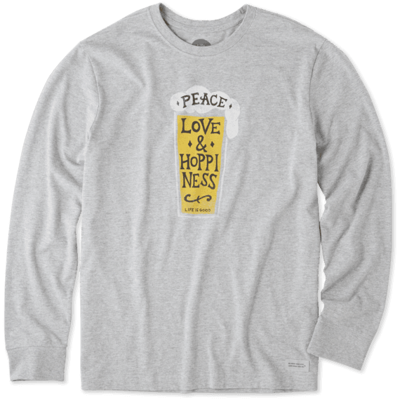 Men's Peace Love Hoppiness Long Sleeve Crusher Tee Men's Peace Love Hoppiness Long Sleeve Crusher Tee