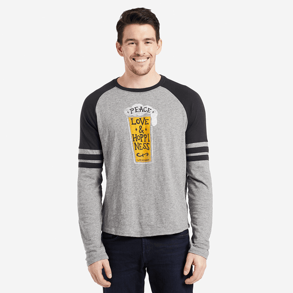Men's Peace Love Hoppy Vintage Sport Long Sleeve Men's Peace Love Hoppy Vintage Sport Long Sleeve