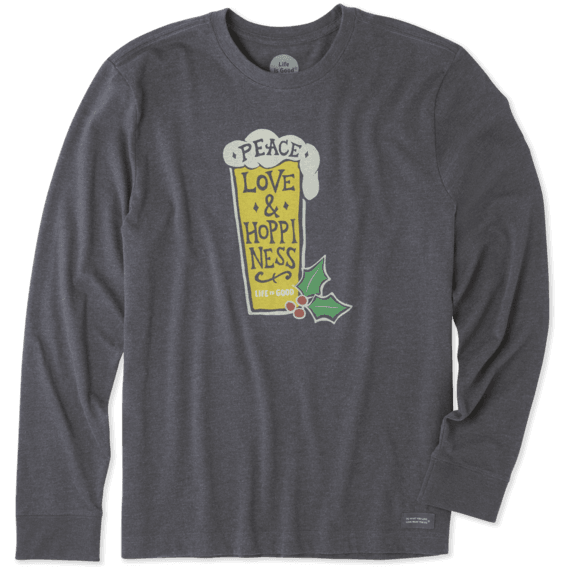 Men's Peace Love Merry Long Sleeve Crusher Tee Men's Peace Love Merry Long Sleeve Crusher Tee