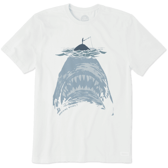 Men's Shark With Fisherman Crusher Tee Men's Shark With Fisherman Crusher Tee