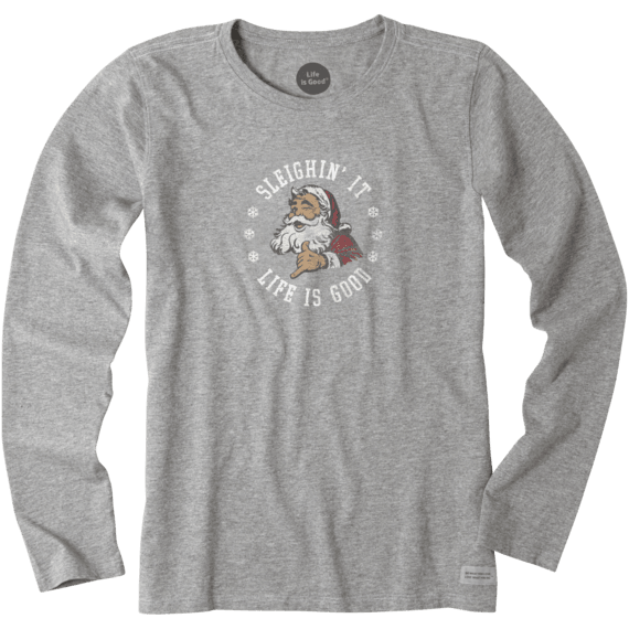 Men's Sleighin It Santa Long Sleeve Crusher Tee Men's Sleighin It Santa Long Sleeve Crusher Tee