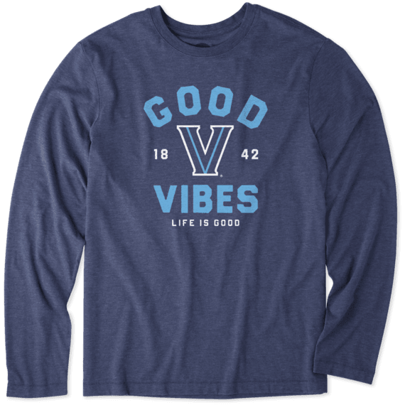 Men's Villanova Wildcats Good Vibes Arc Long Sleeve Cool Tee Men's Villanova Wildcats Good Vibes Arc Long Sleeve Cool Tee