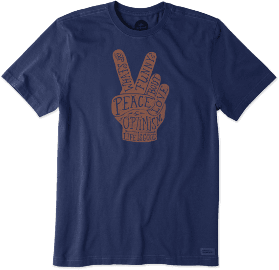 Men's What's So Funny Bout Peace Love And Optimism Crusher Tee Men's What's So Funny Bout Peace Love And Optimism Crusher Tee