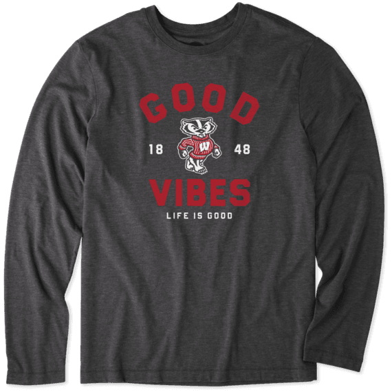 Men's Wisconsin Good Vibes Arc Long Sleeve Cool Tee Men's Wisconsin Good Vibes Arc Long Sleeve Cool Tee
