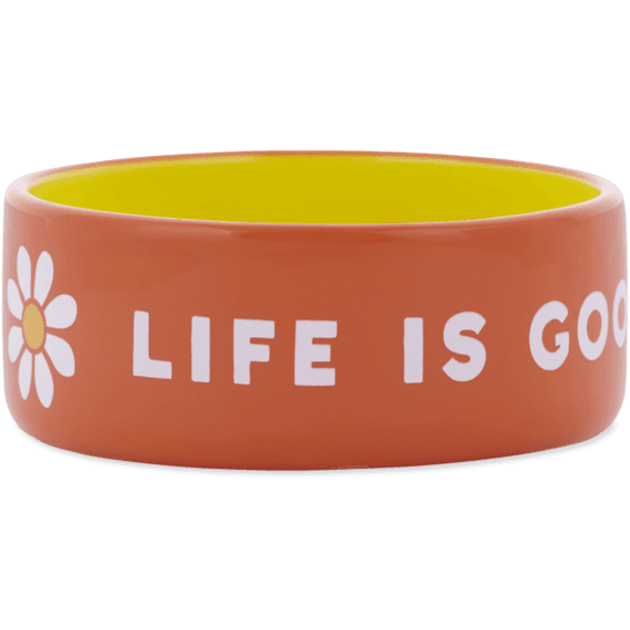 13oz Ceramic Daisy Life is Good Dog Bowl 13oz Ceramic Daisy Life is Good Dog Bowl