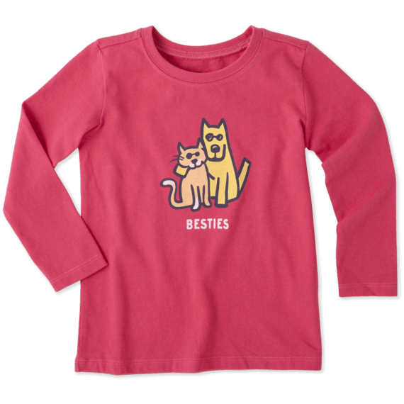 Toddlers Besties Cat And Dog Long Sleeve Crusher Tee Toddlers Besties Cat And Dog Long Sleeve Crusher Tee