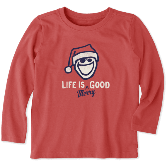 Toddlers Life Is Merry Good Long Sleeve Crusher Tee Toddlers Life Is Merry Good Long Sleeve Crusher Tee