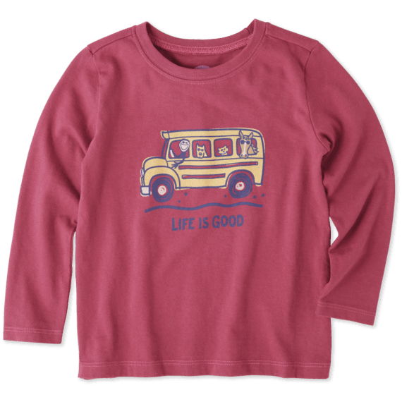 Toddlers School Bus Friends Long Sleeve Crusher Tee Toddlers School Bus Friends Long Sleeve Crusher Tee