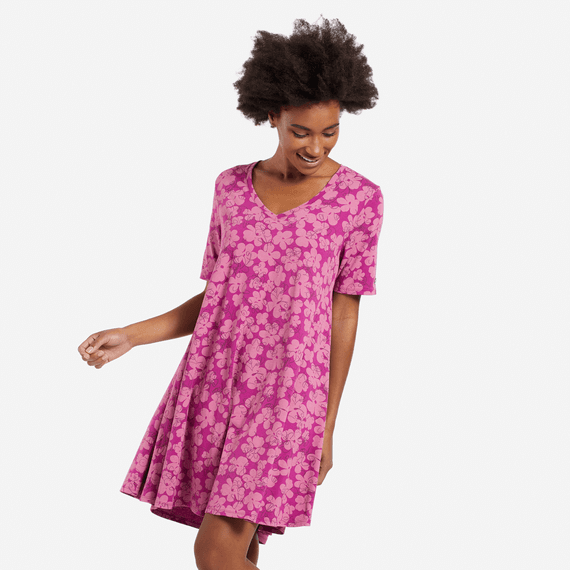 Women's All Over Flowers Swing Dress Women's All Over Flowers Swing Dress