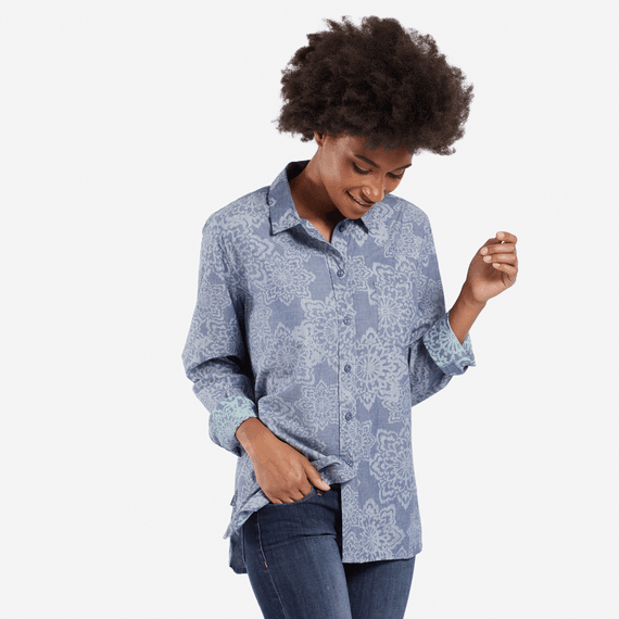 Women's All Over Mandala Good Vibes Button Down Women's All Over Mandala Good Vibes Button Down