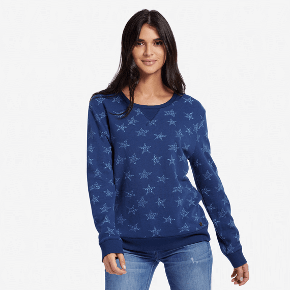Women's All Over Star Print Crew Sweatshirt Women's All Over Star Print Crew Sweatshirt