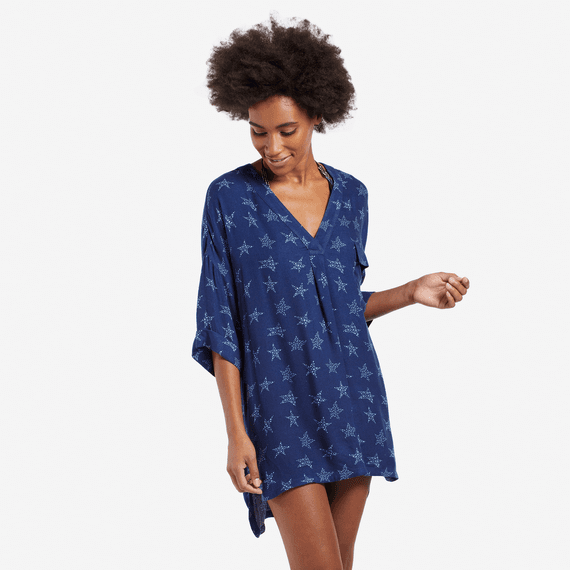 Women's All Over Stars Beach Cover-Up Vee Women's All Over Stars Beach Cover-Up Vee