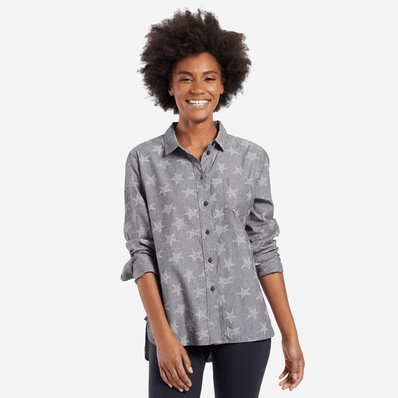 Women's All Over Stars Good Vibes Button Down Women's All Over Stars Good Vibes Button Down